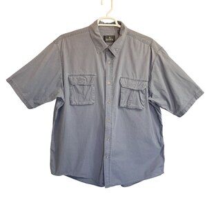 RedHead Shirt Mens 2XL Gray Cotton Short Sleeve Button Up Outdoor Pockets Casual
